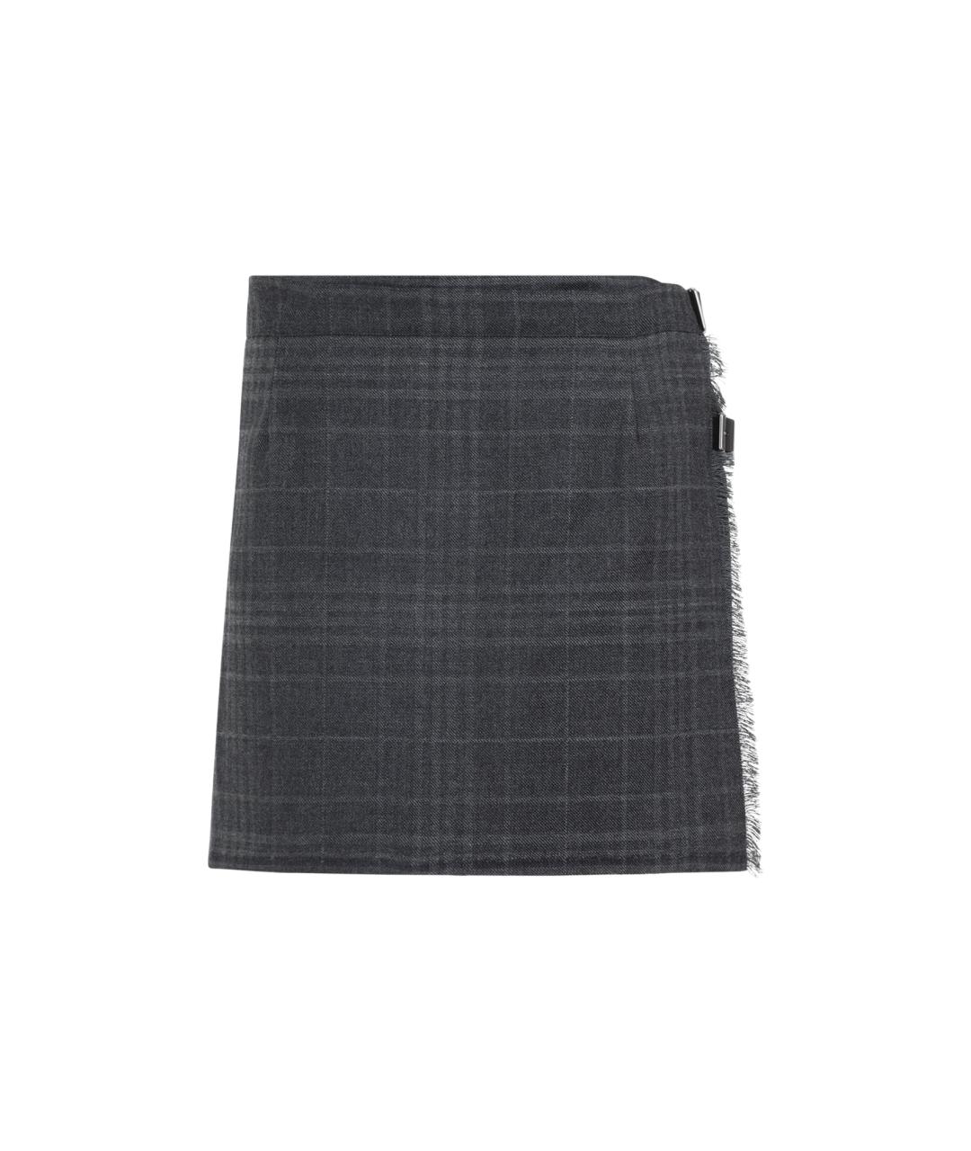 BALENCIAGA Серая шерстяная юбка мини, фото 1