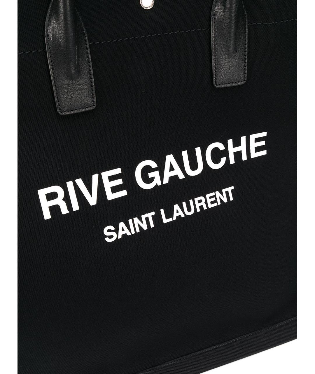 SAINT LAURENT Черная хлопковая сумка тоут, фото 3