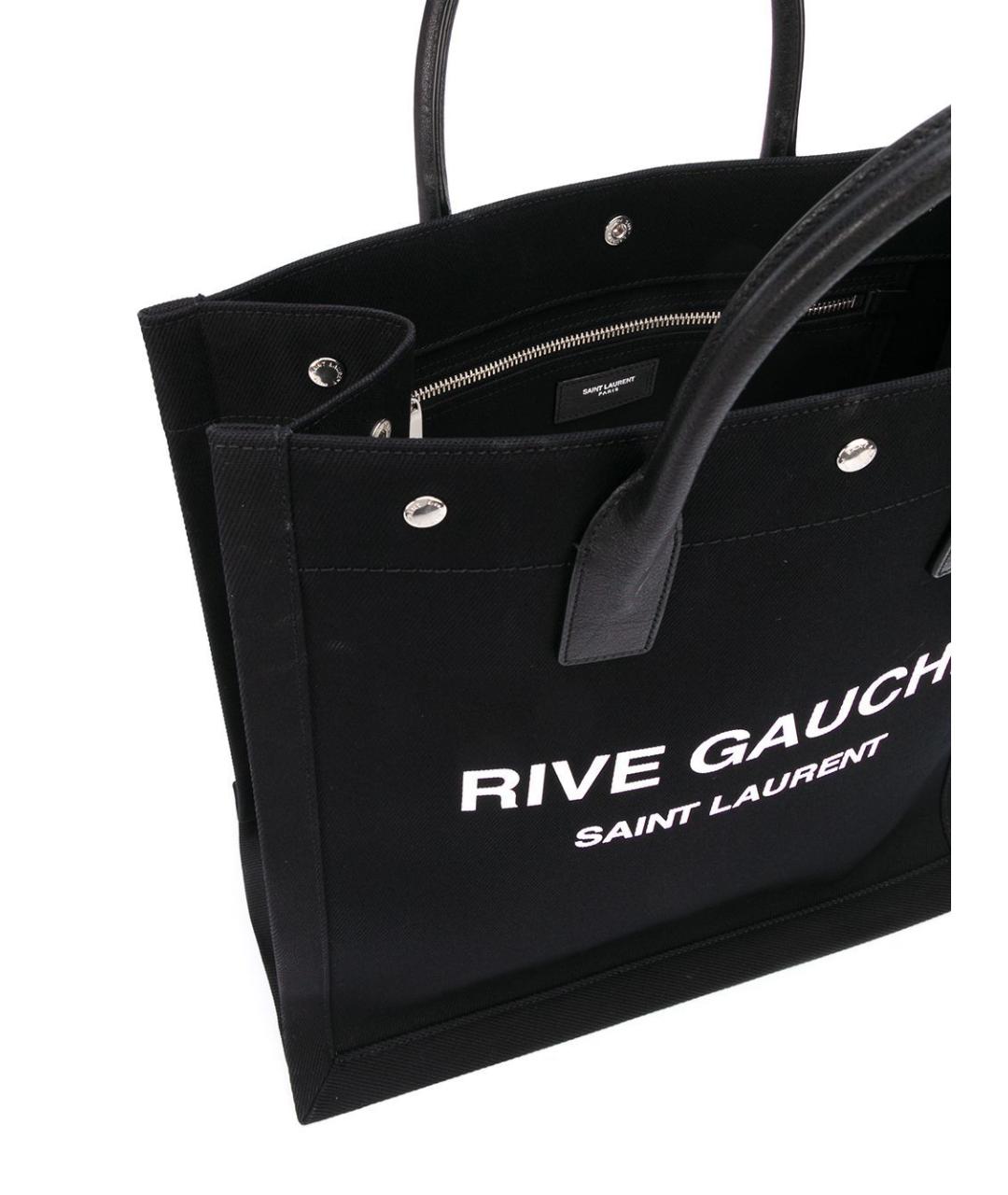 SAINT LAURENT Черная хлопковая сумка тоут, фото 4