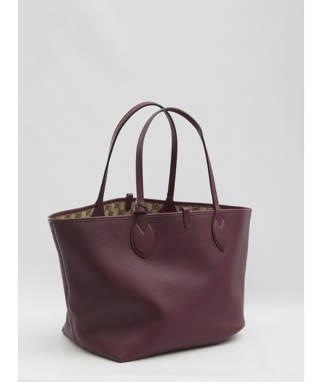 GUCCI Бордовая кожаная сумка тоут, фото 2