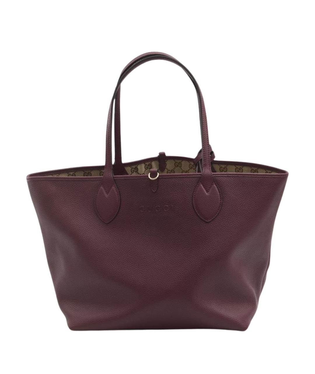 GUCCI Бордовая кожаная сумка тоут, фото 1