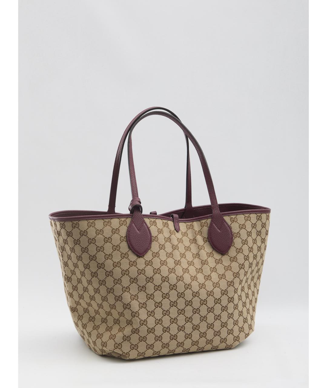 GUCCI Бордовая кожаная сумка тоут, фото 5