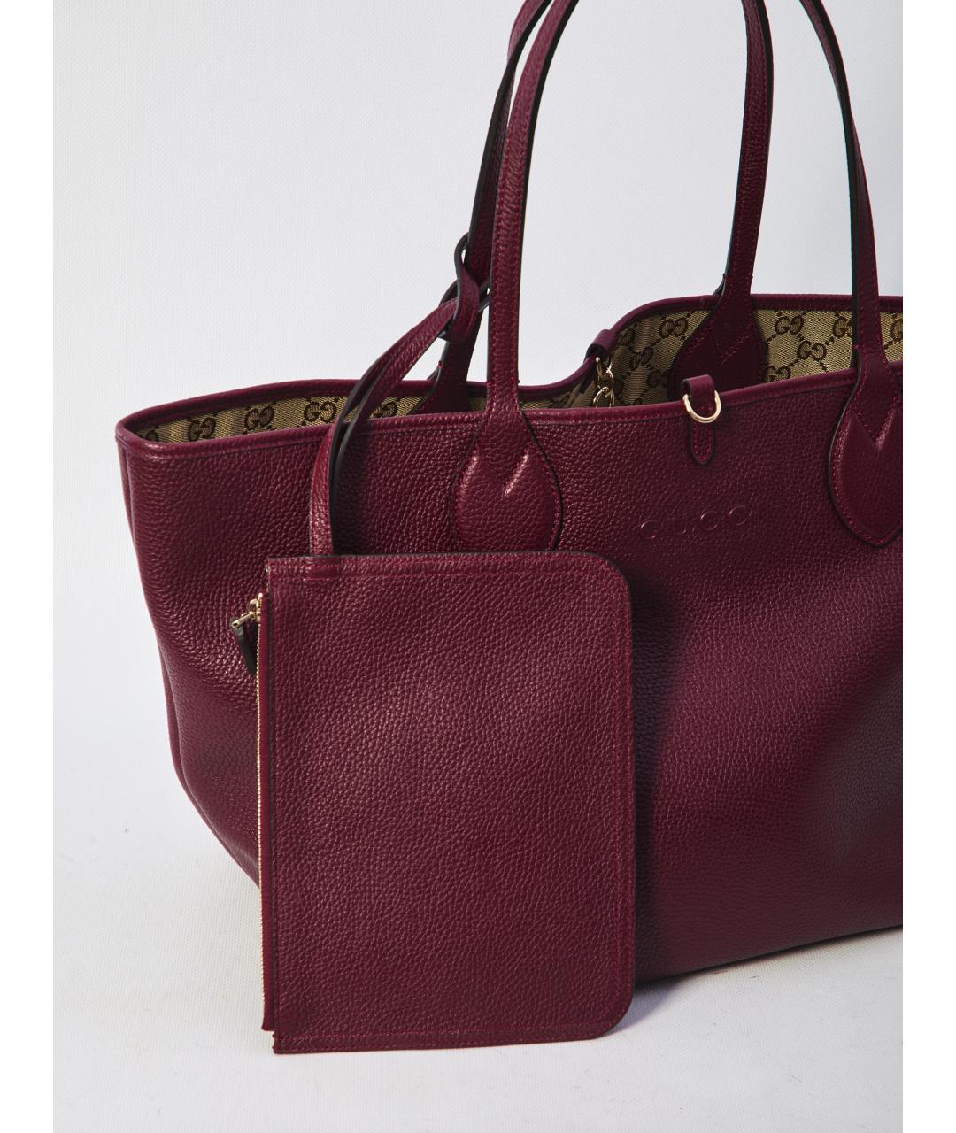 GUCCI Бордовая кожаная сумка тоут, фото 4