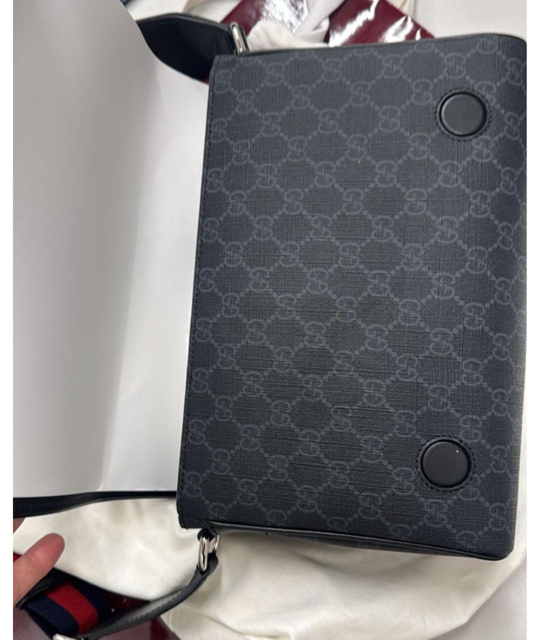 GUCCI Черная кожаная барсетка, фото 4