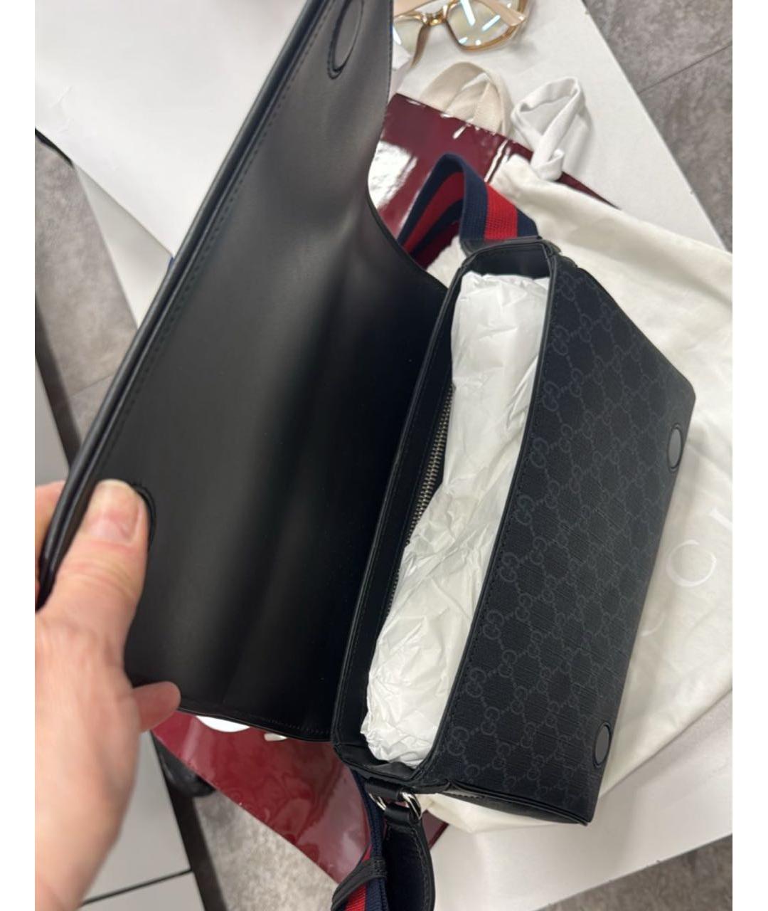 GUCCI Черная кожаная барсетка, фото 3