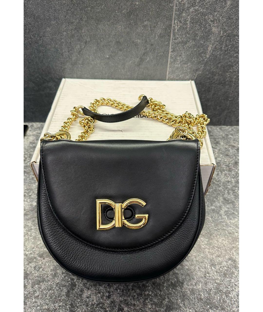 DOLCE&GABBANA Черная кожаная сумка через плечо, фото 3