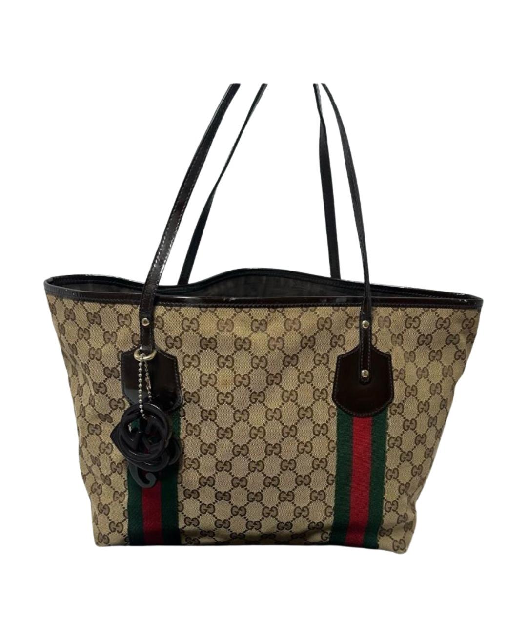 GUCCI Бежевая тканевая сумка тоут, фото 1