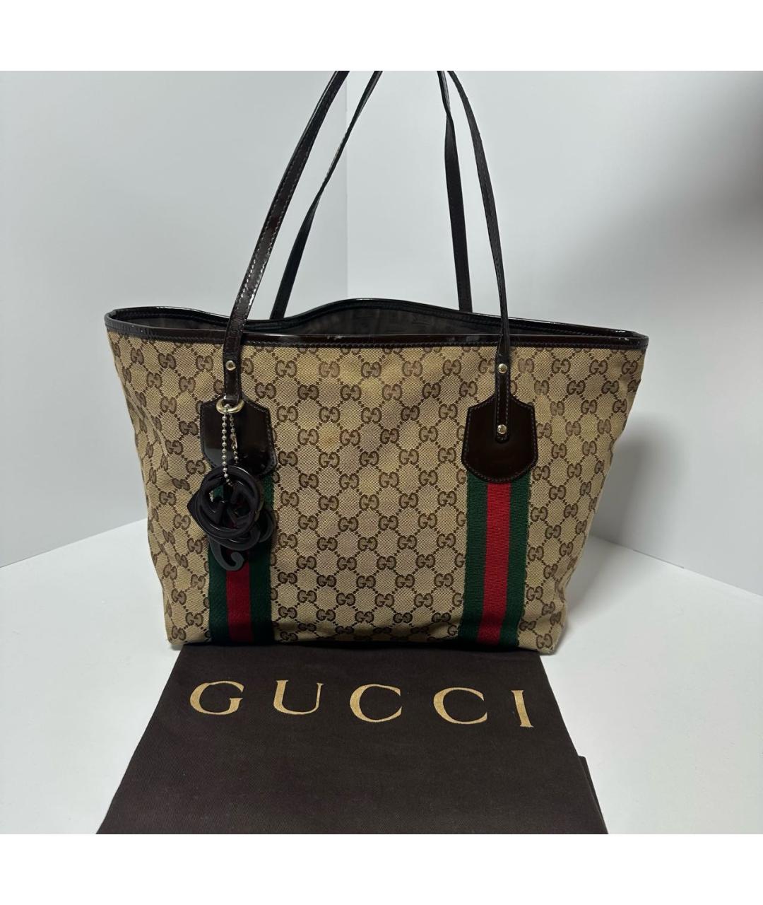GUCCI Бежевая тканевая сумка тоут, фото 6