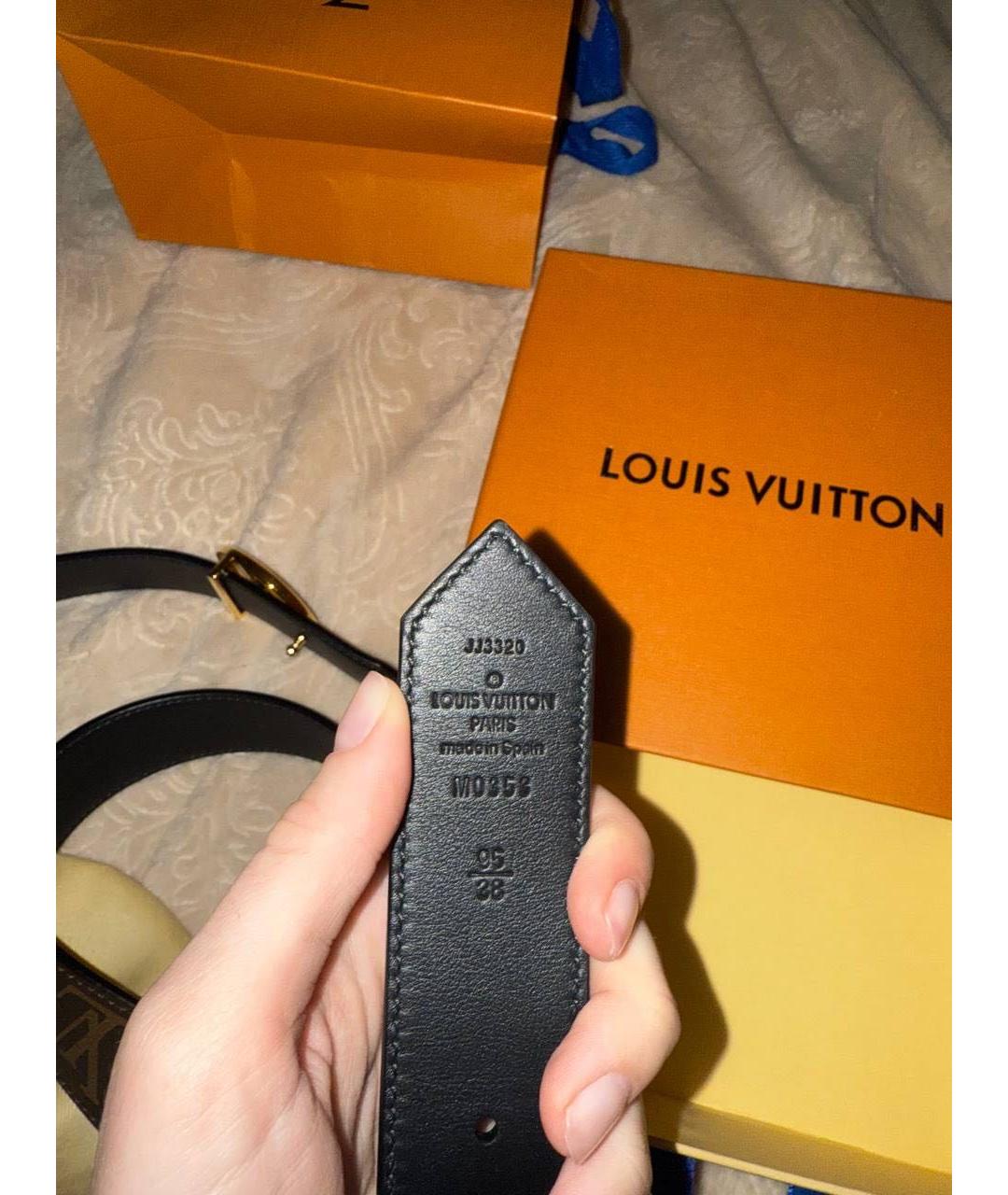 LOUIS VUITTON Коричневый кожаный ремень, фото 3