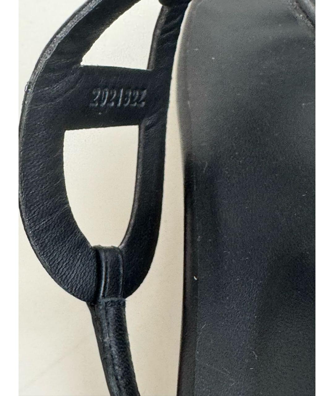 HERMES Черные кожаные сандалии, фото 6