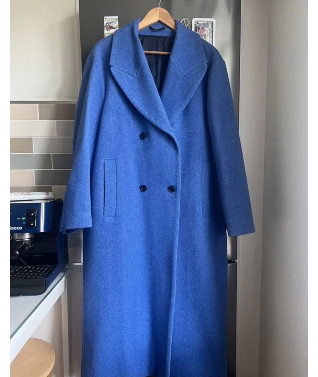 COS Синее шерстяное пальто, фото 8