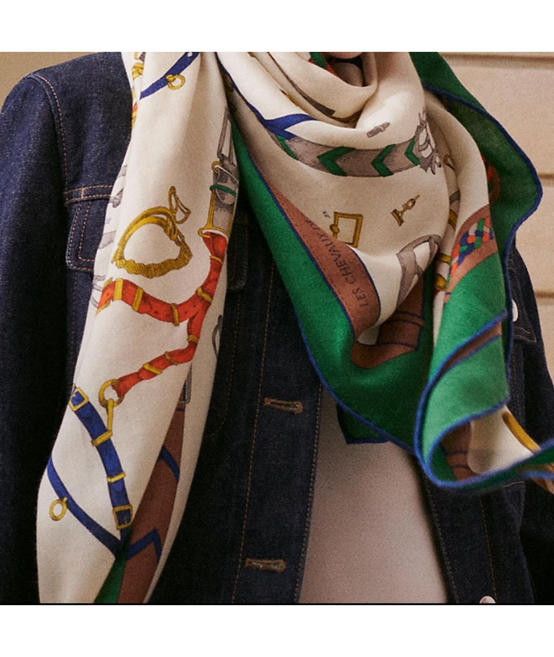 HERMES Мульти кашемировый платок, фото 7