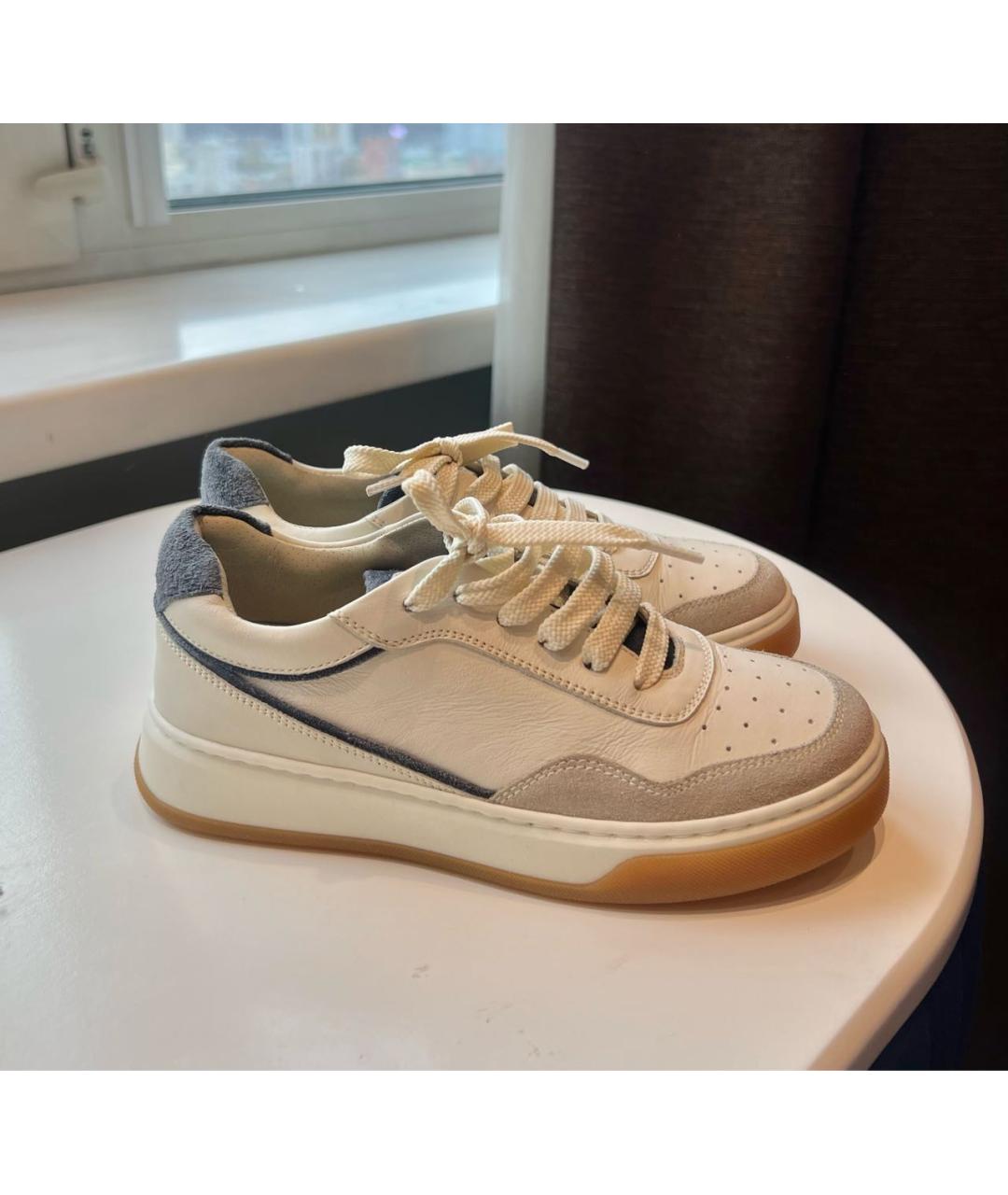 BRUNELLO CUCINELLI Белые кожаные кеды, фото 9