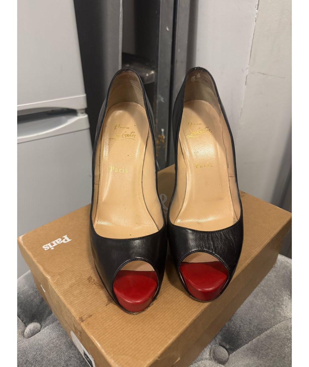 CHRISTIAN LOUBOUTIN Черные кожаные туфли, фото 2