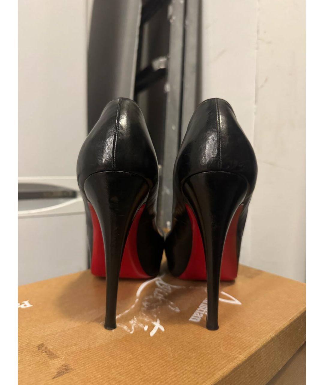 CHRISTIAN LOUBOUTIN Черные кожаные туфли, фото 4