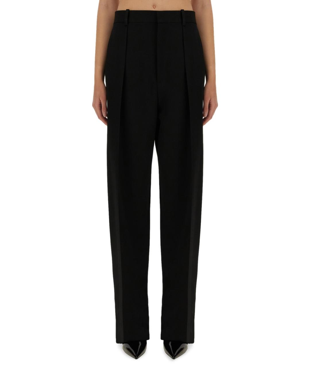 BOTTEGA VENETA Черные шерстяные прямые брюки, фото 2