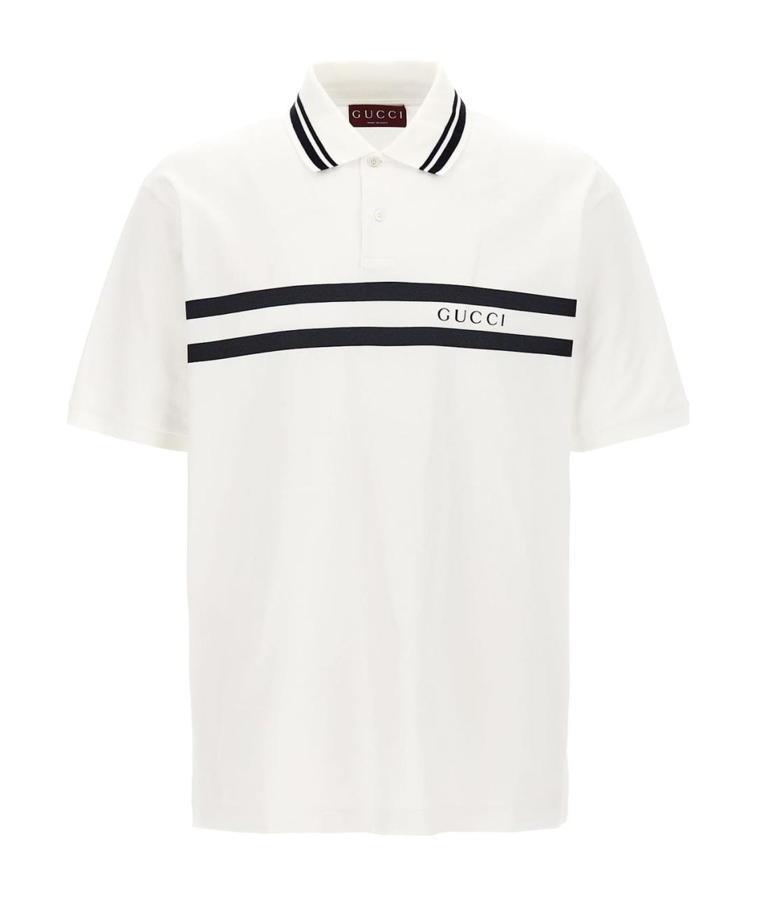 GUCCI Белое хлопковое поло с коротким рукавом, фото 1