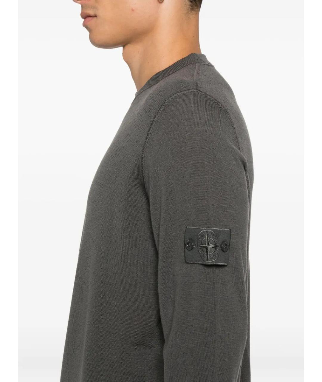 STONE ISLAND Серый шерстяной джемпер / свитер, фото 4