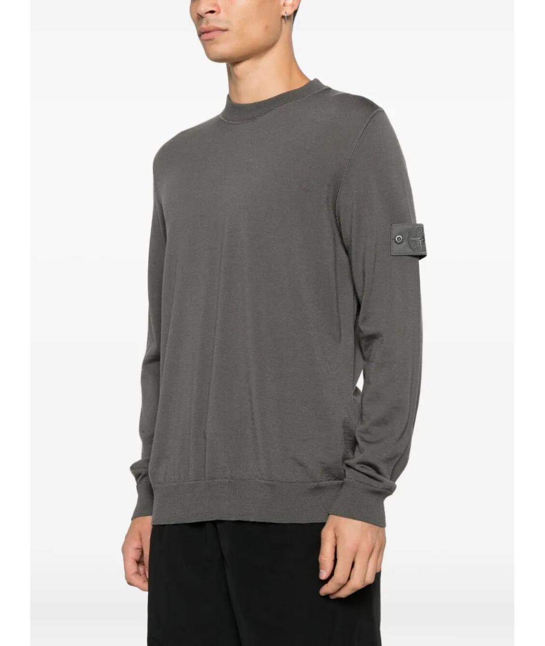 STONE ISLAND Серый шерстяной джемпер / свитер, фото 3