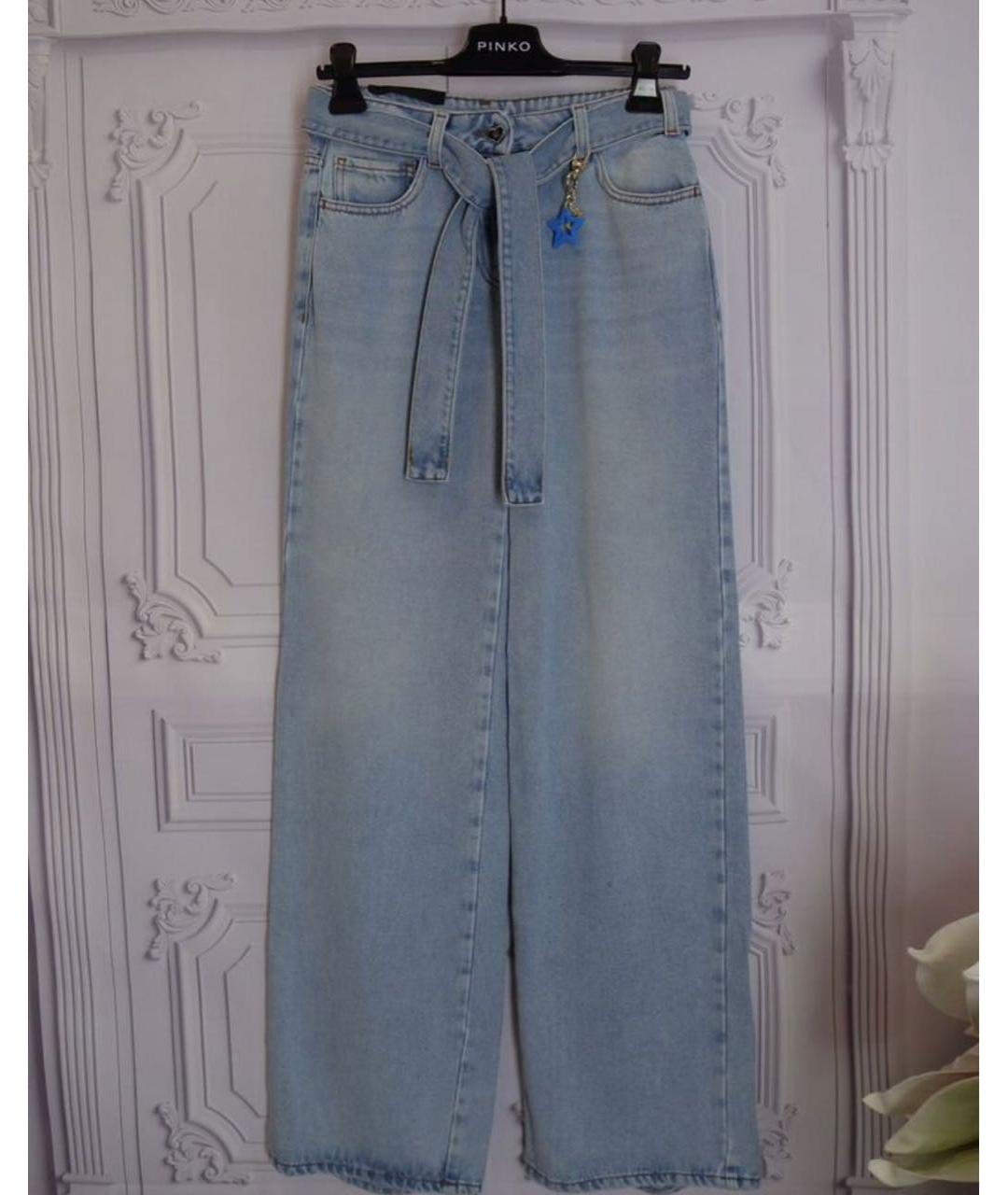 TWIN-SET Голубые хлопко-лиоцелловые прямые джинсы, фото 7