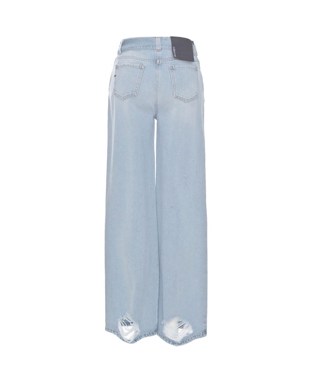 TWIN-SET Голубые хлопко-лиоцелловые прямые джинсы, фото 2