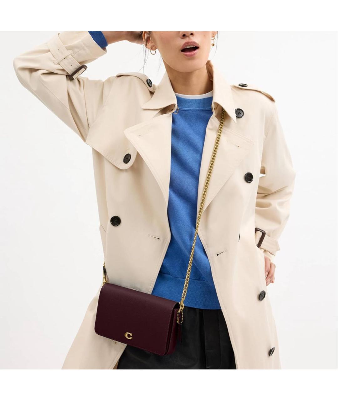 COACH Коричневая кожаная сумка через плечо, фото 2