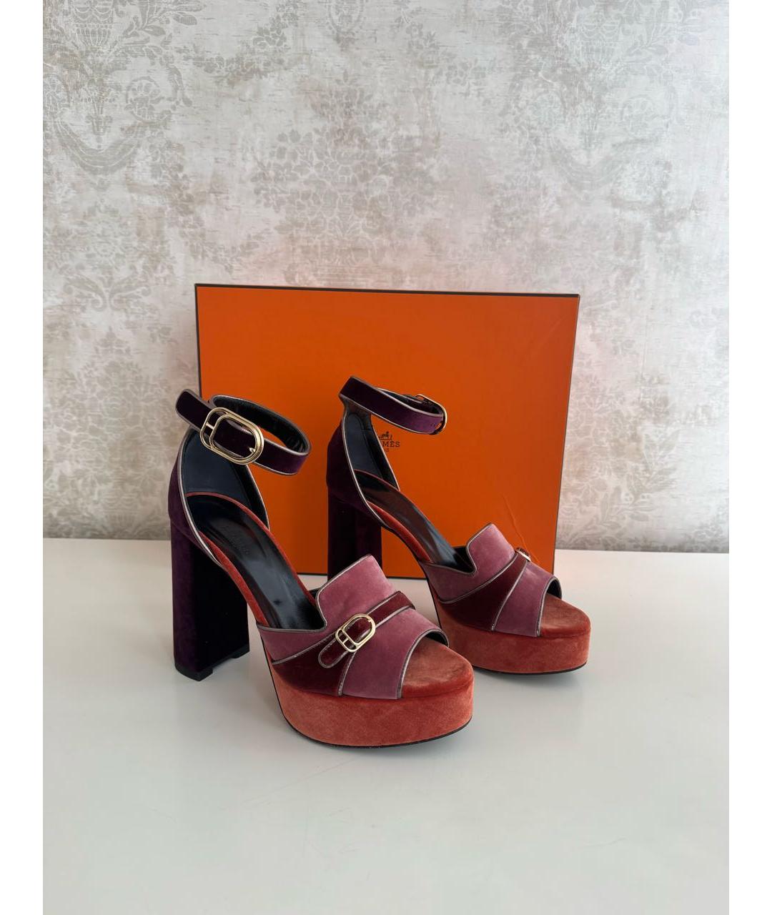 HERMES Бархатные босоножки, фото 3