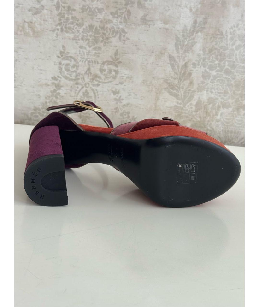 HERMES Бархатные босоножки, фото 4