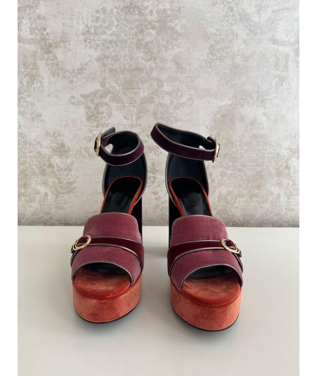 HERMES Бархатные босоножки, фото 6