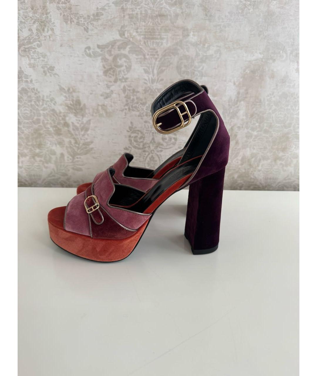 HERMES Бархатные босоножки, фото 9