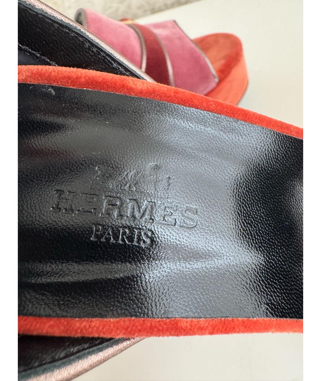HERMES Бархатные босоножки, фото 7