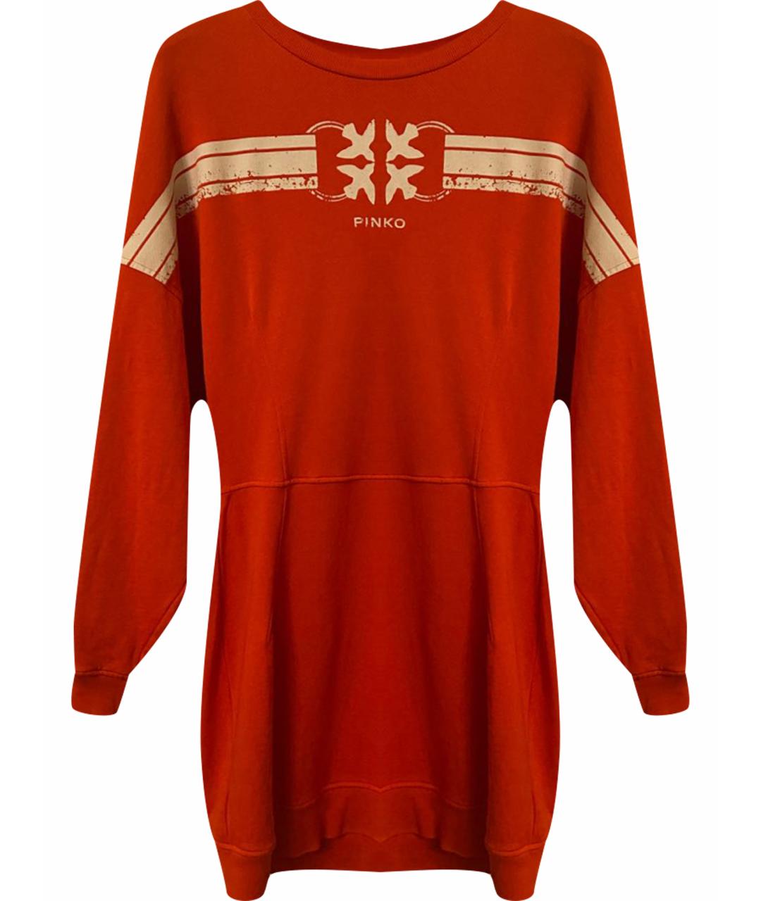 PINKO Оранжевое хлопковое повседневное платье, фото 1