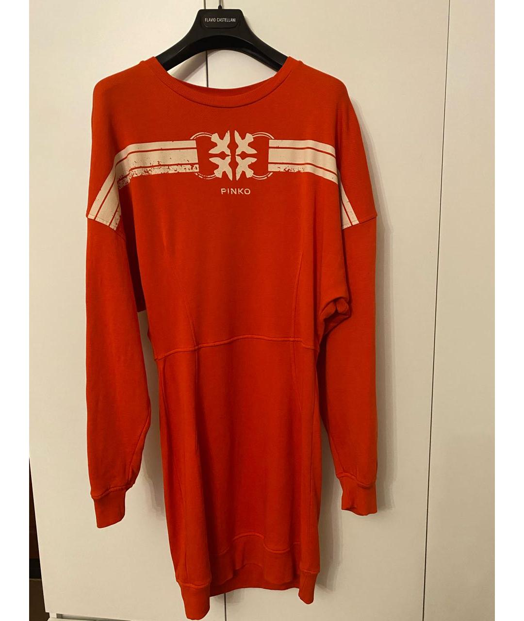 PINKO Оранжевое хлопковое повседневное платье, фото 6