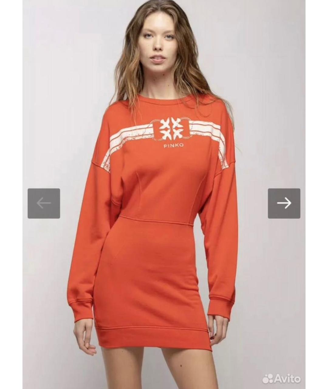 PINKO Оранжевое хлопковое повседневное платье, фото 5