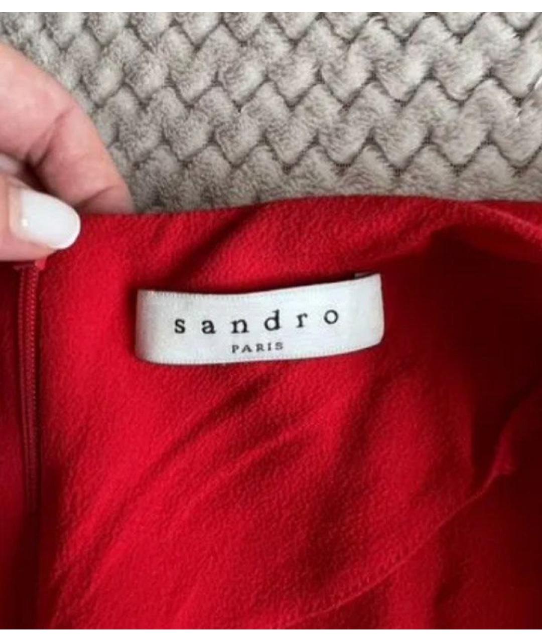 SANDRO Красное вискозное коктейльное платье, фото 5