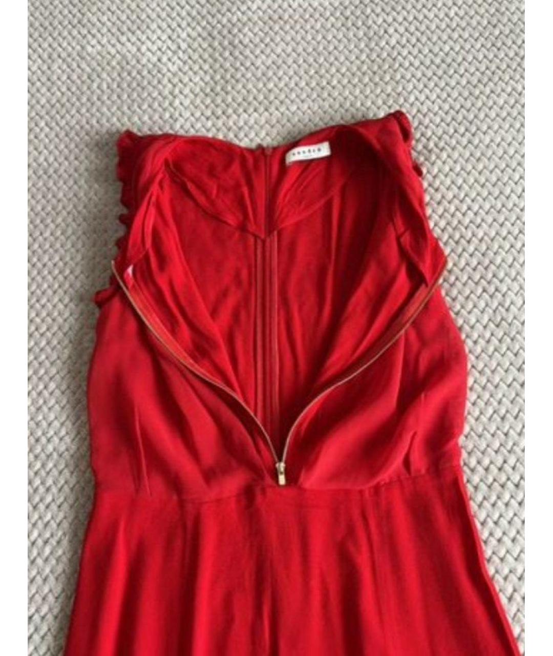 SANDRO Красное вискозное коктейльное платье, фото 3