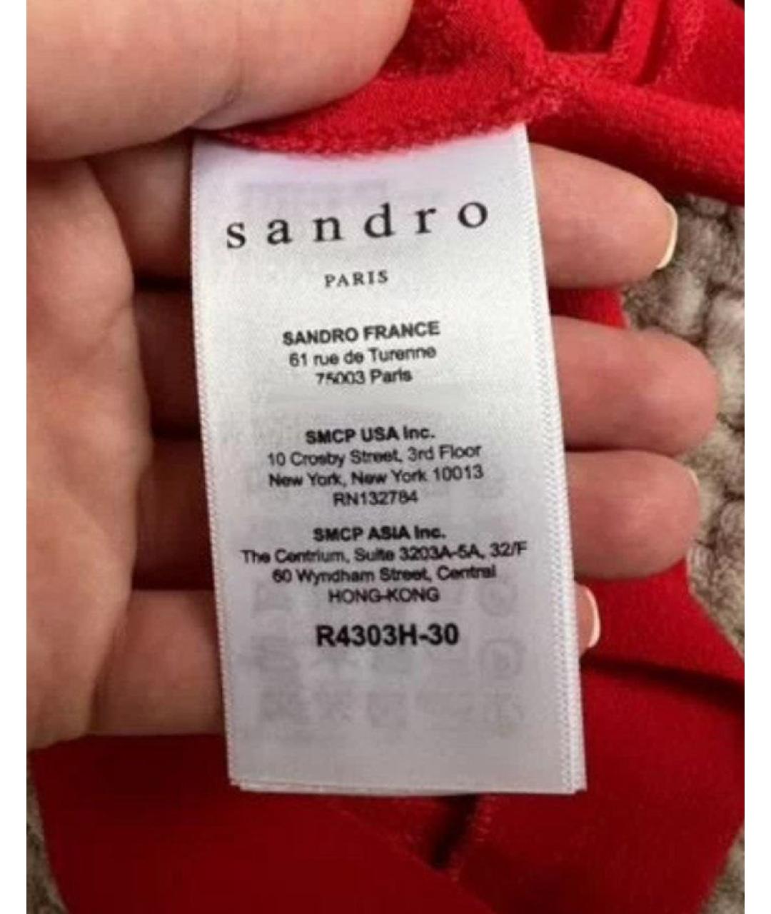 SANDRO Красное вискозное коктейльное платье, фото 6