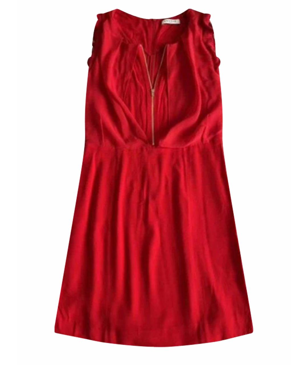SANDRO Красное вискозное коктейльное платье, фото 1