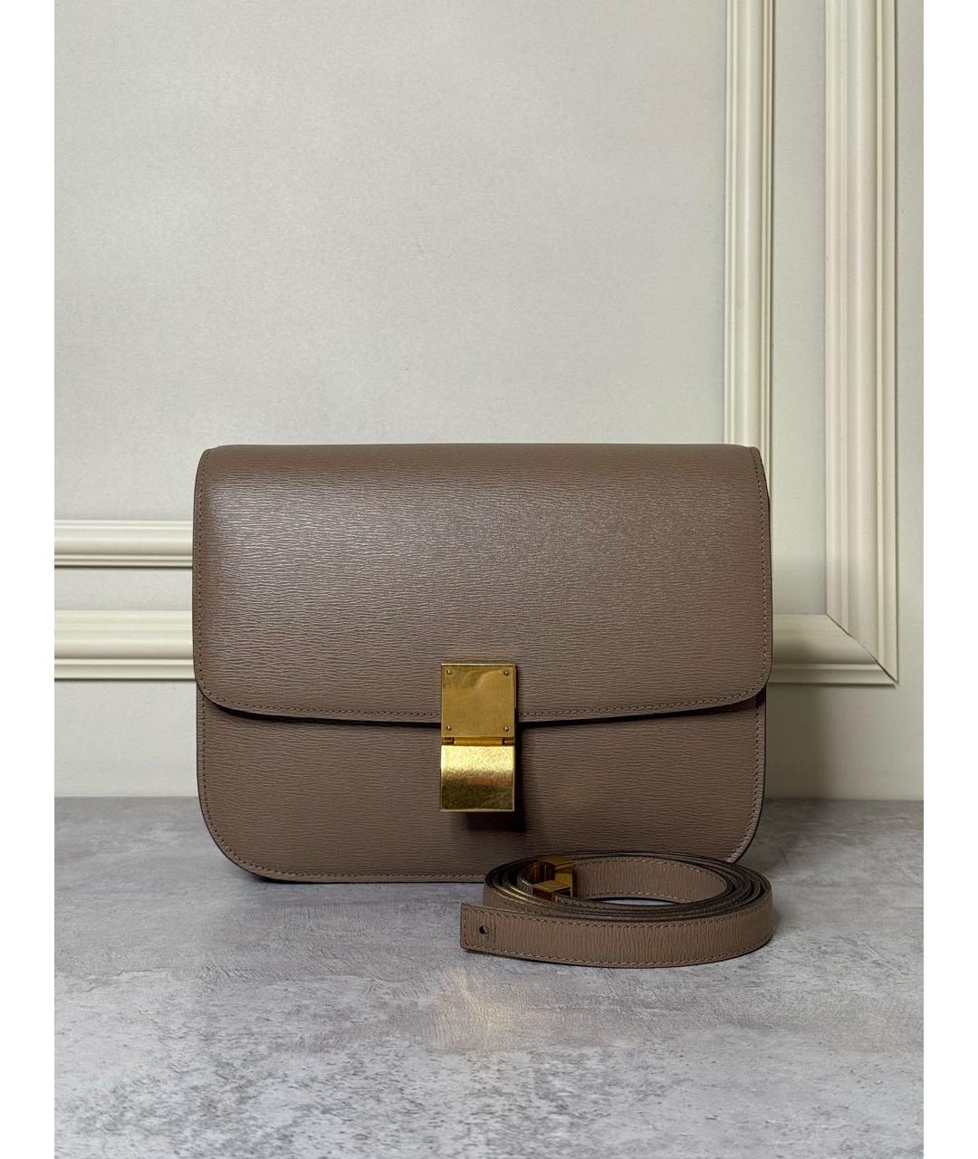 CELINE Бежевая кожаная сумка через плечо, фото 9