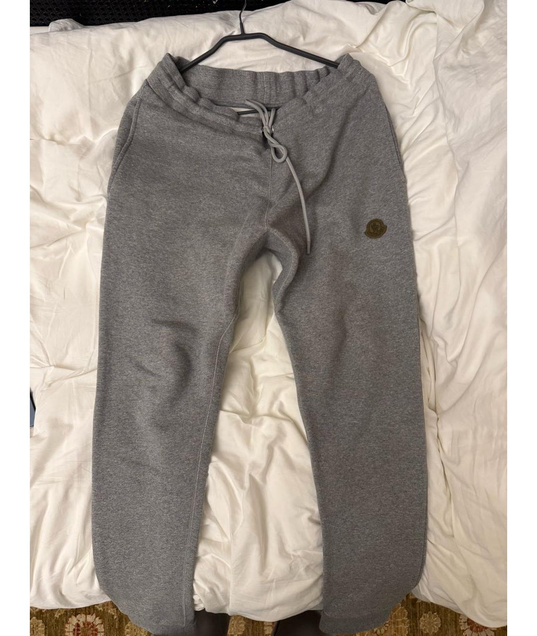 MONCLER Серые хлопковые повседневные брюки, фото 5