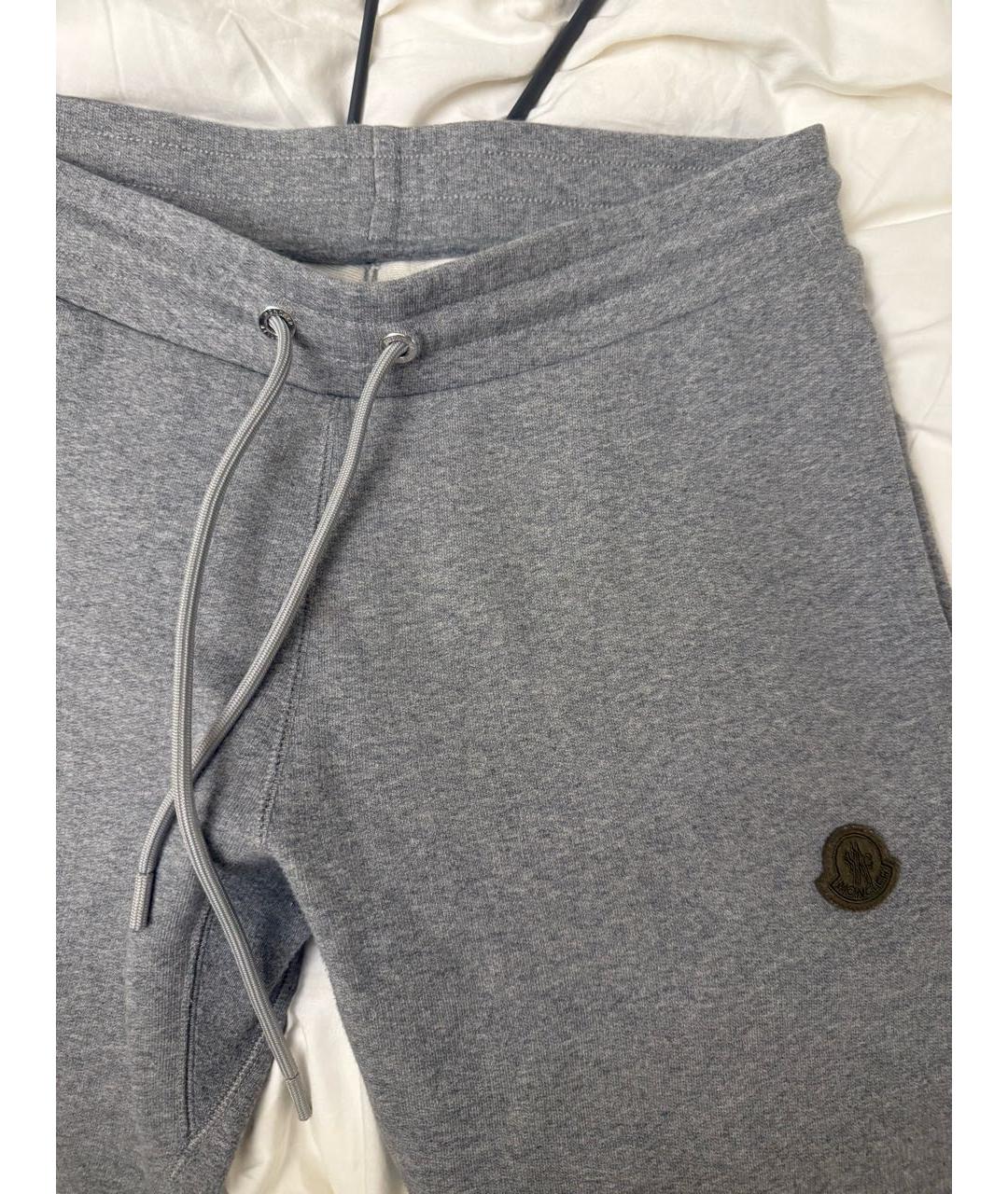 MONCLER Серые хлопковые повседневные брюки, фото 4
