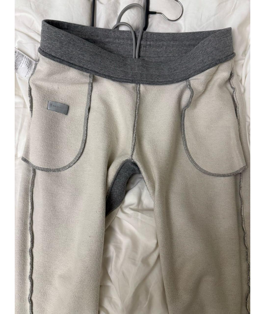 MONCLER Серые хлопковые повседневные брюки, фото 3