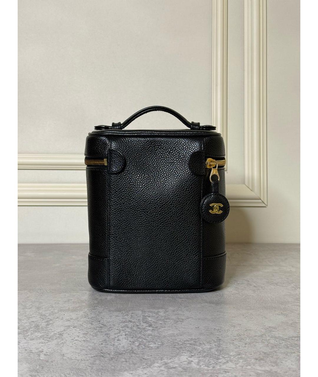 CHANEL Черная кожаная сумка с короткими ручками, фото 4