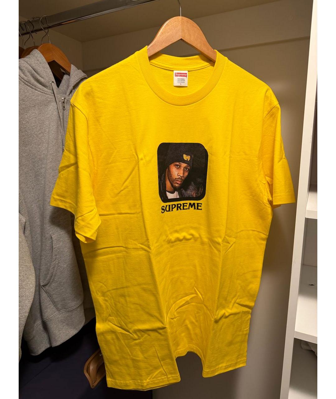 SUPREME Желтая хлопковая футболка, фото 2