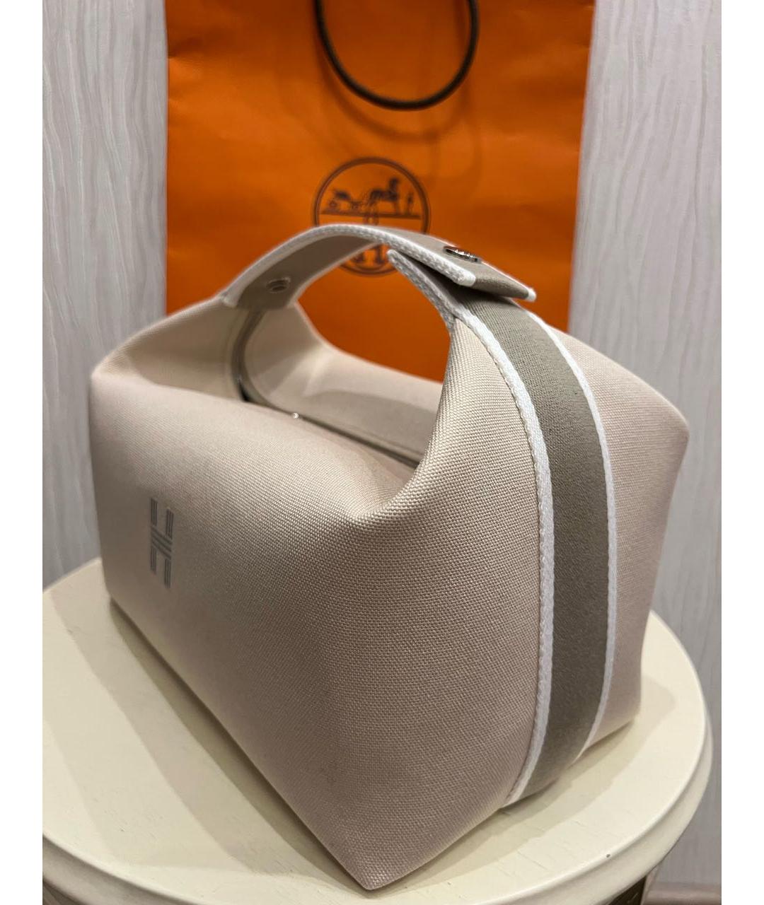 HERMES Бежевая хлопковая косметичка, фото 2