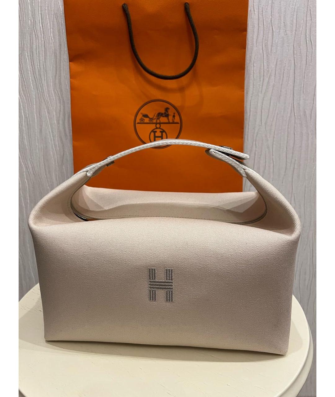 HERMES Бежевая хлопковая косметичка, фото 7