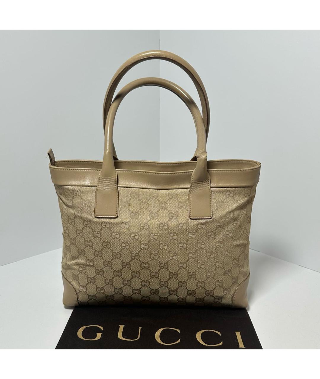 GUCCI Бежевая тканевая сумка тоут, фото 6