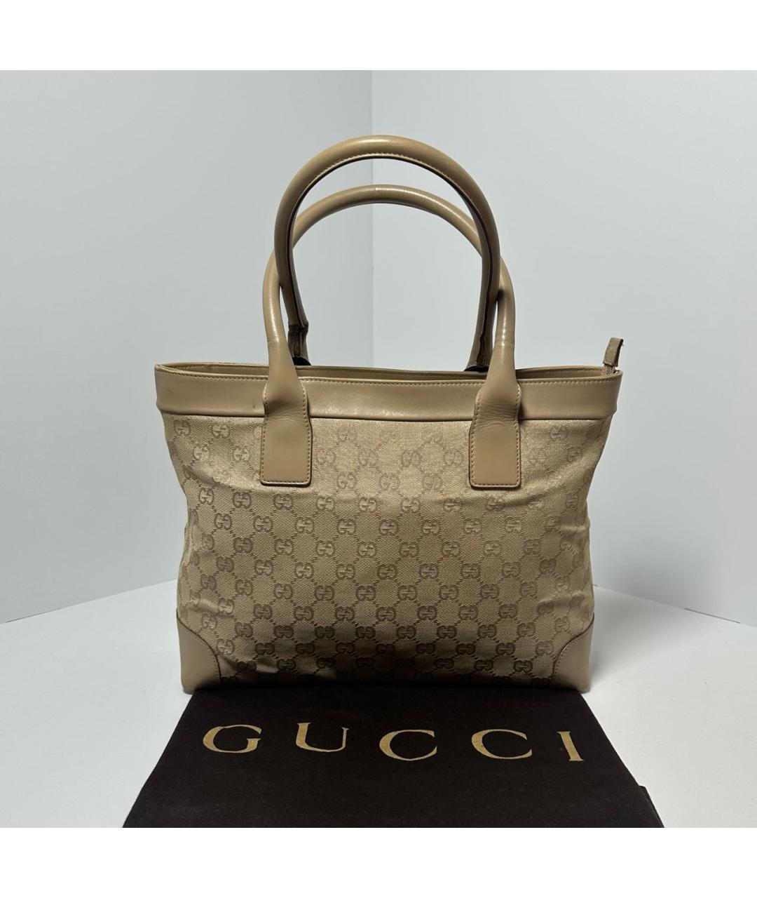 GUCCI Бежевая тканевая сумка тоут, фото 2