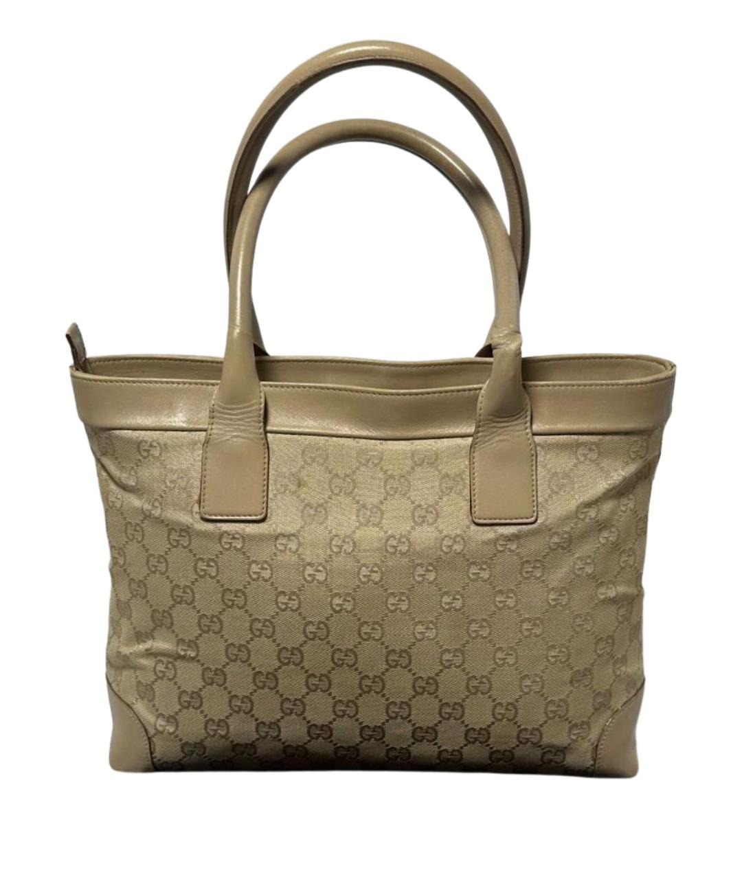 GUCCI Бежевая тканевая сумка тоут, фото 1