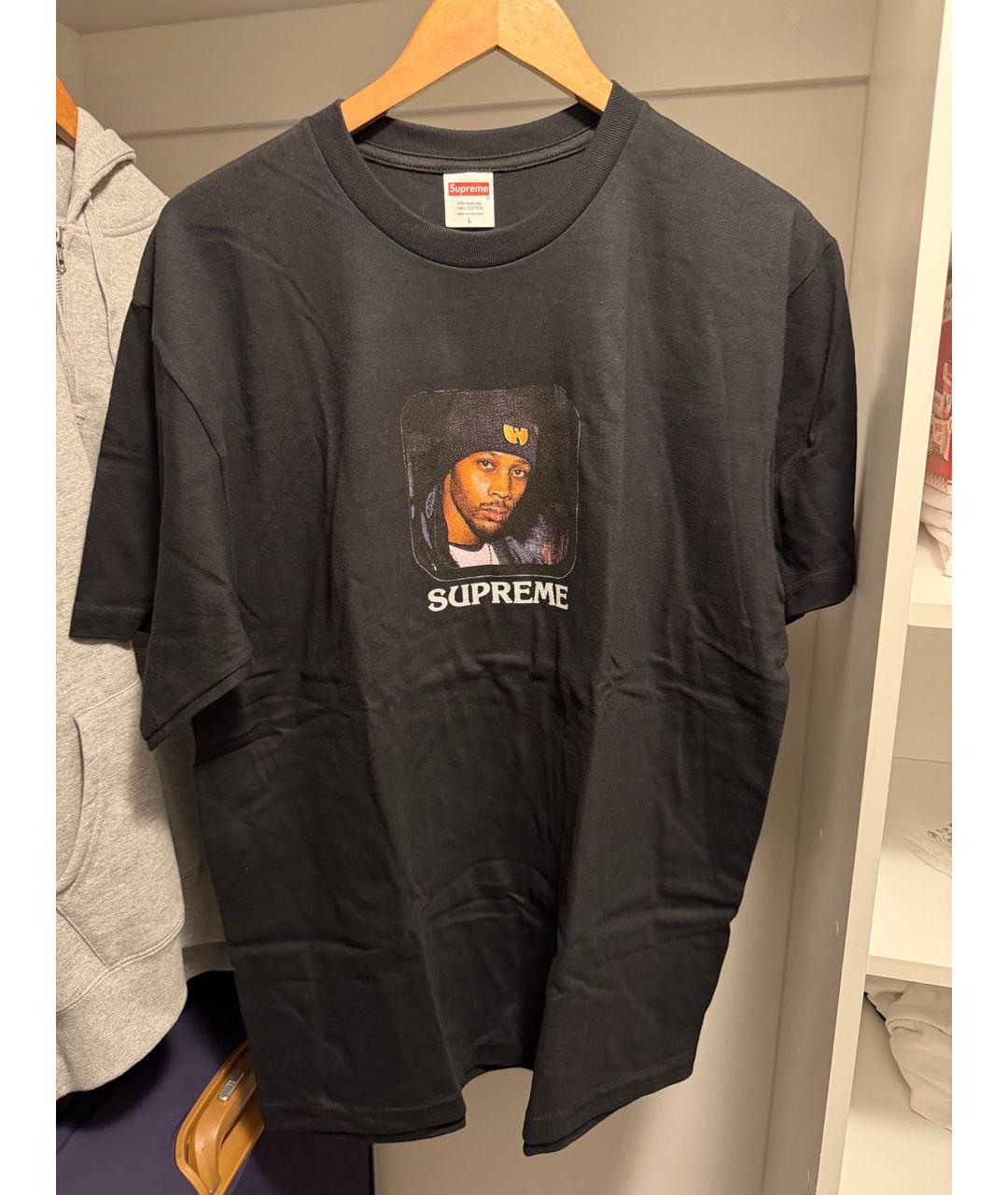 SUPREME Черная хлопковая футболка, фото 2